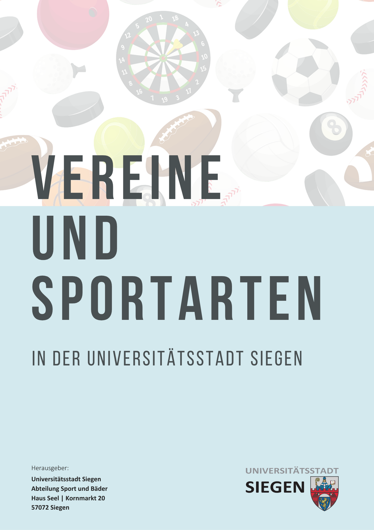 Titelblatt der Broschüre "Vereine und Sportarten in Siegen"
