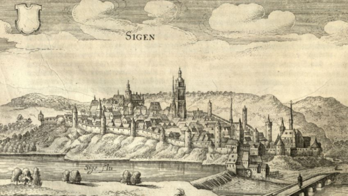 Ansicht Siegens von Nordwesten aus der Topographia Hassiae von Matthäus Merian, 1646. Foto: Deutsches Historisches Museum / CC-BY-NC 4.0 International