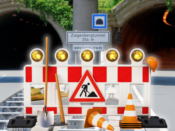 Symbolbild für die Vollsperrung des Ziegenbergtunnels