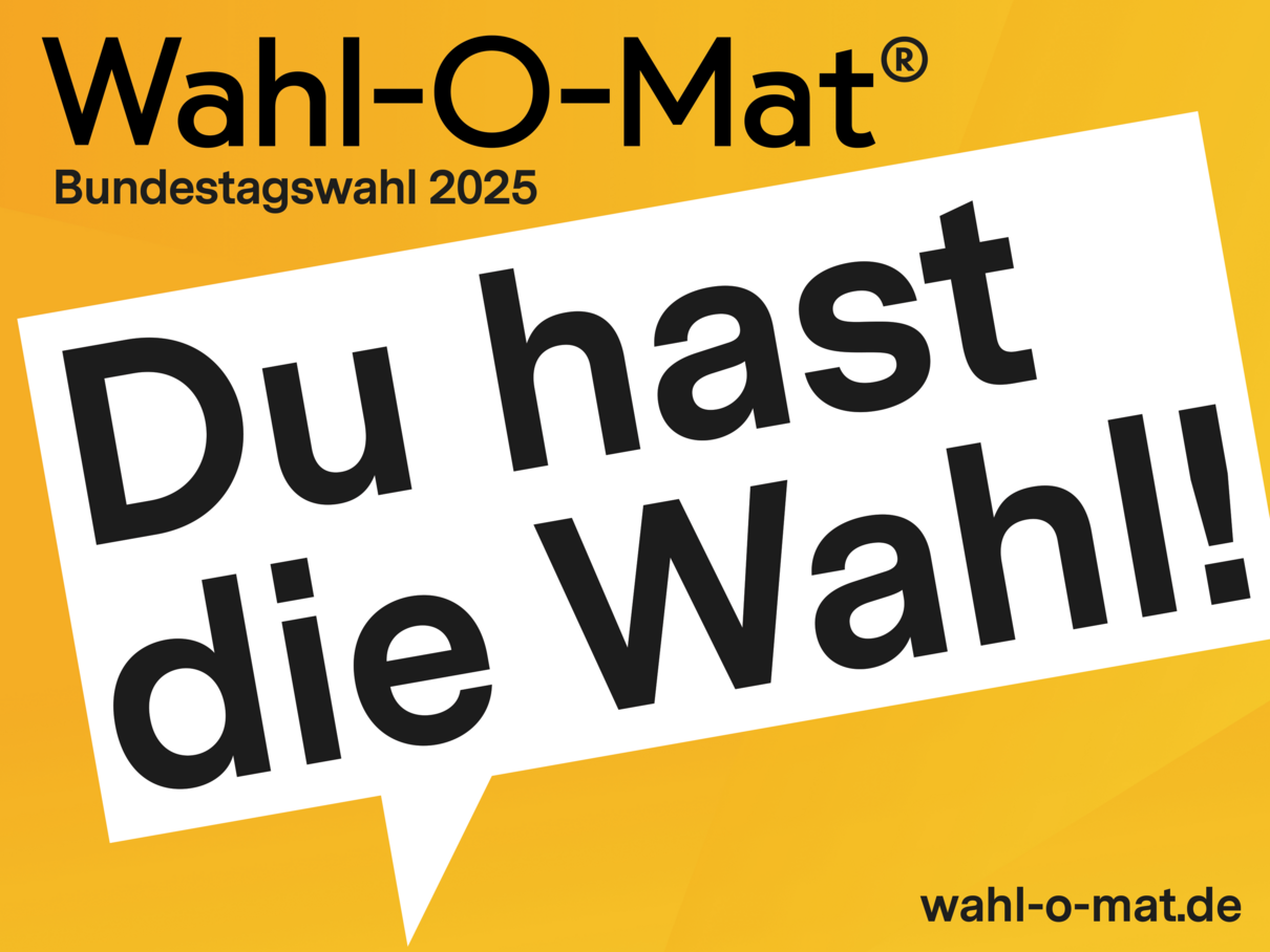 Grafik "Wahl-O-Mat, Bundestagswahl 2025", © bpb Bundeszentrale für politische Bildung