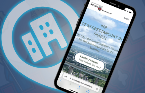 Die Stadt Siegen bietet mit dem Standortportal ab sofort einen neuen Online-Service für Gewerbetreibende an. (Grafik: Stadt Siegen)