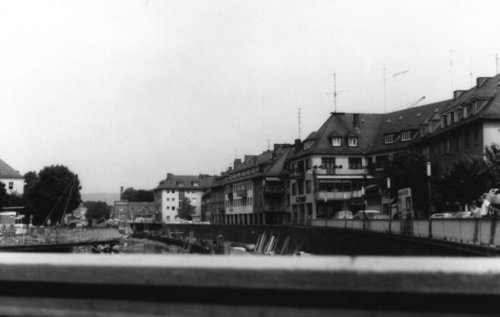 Errichtung der Siegplatte in der Unterstadt vor 1968 (Foto: Stadtarchiv Siegen, Bestand 704, Nummer 4038)