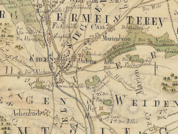 Topographische Karte über den Siegenschen Kreis (StAS, Best. 752, P 2361), Bestand: Stadtarchiv Siegen