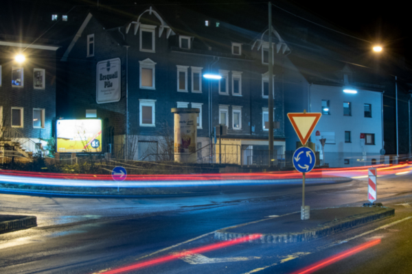 Der ehemalige Kreis "Schleifmühlchen" bei Nacht (Foto: Stadt Siegen)
