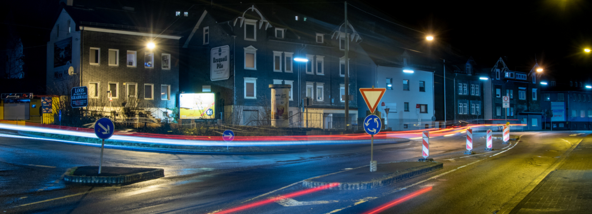 Der ehemalige Kreis "Schleifmühlchen" bei Nacht (Foto: Stadt Siegen)
