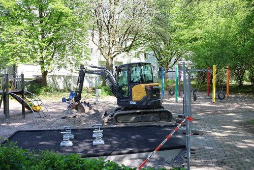 Der Spielplatz Koblenzer Straße in der Nähe der Siegerlandhalle wird derzeit modernisiert. Ab Montag, 19. Mai, kann hier wieder gespielt werden. (Foto: Stadt Siegen)