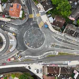 
                                Der Fortschritt auf der Kreiselbaustelle im Juli 2025 (Foto: Stadt Siegen)
                            