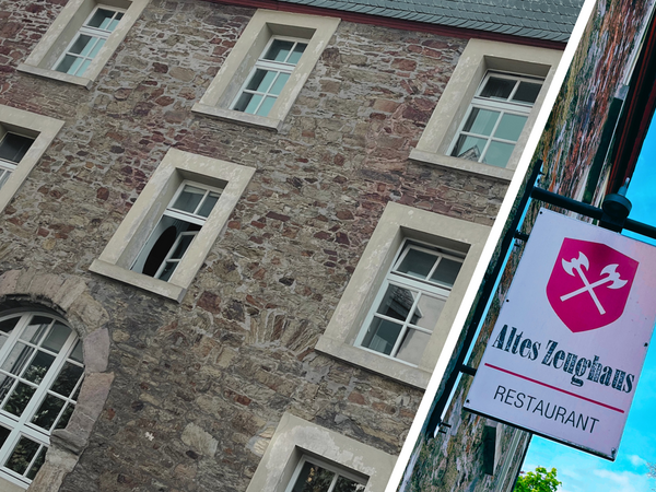 Das Bild zeigt das Alte Zeughaus in der Burgstraße 18 in Siegen. Das markante Bruchsteingebäude mit seinen bis zu eineinhalb Meter dicken Mauern liegt in der historischen Altstadt, direkt unterhalb des Oberen Schlosses.