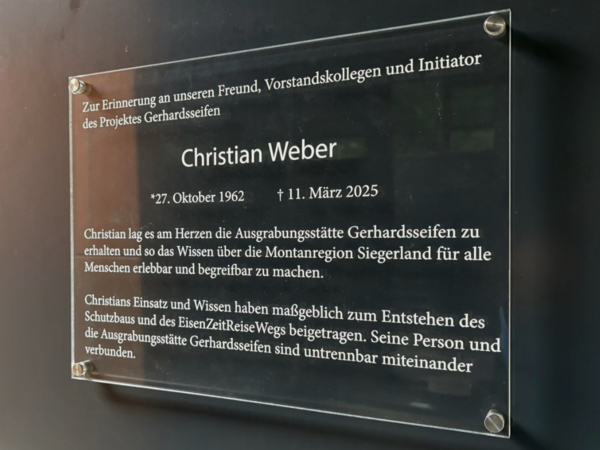 Gedenktafel für Christian Weber, Foto: Verein "Ein Siegerländer Tal"