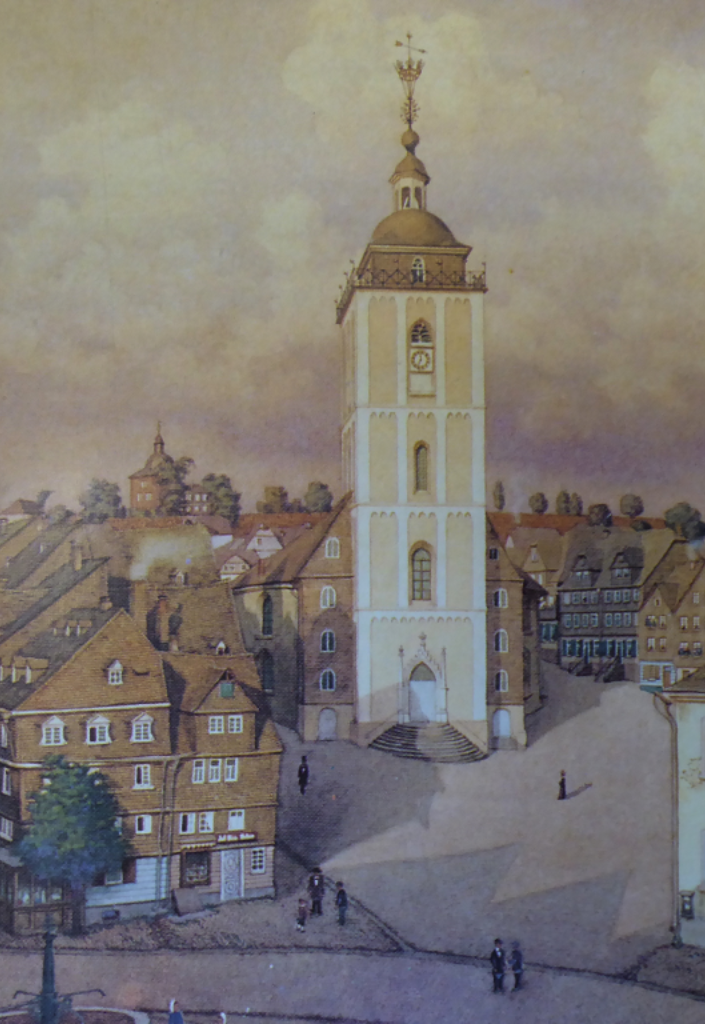 
                            Wilhelm Scheiner (1852-1922): Nikolaikirche mit Klubb um 1850 (Bildausschnitt - Aquarell im Bestand des Siegerlandmuseums im Oberen Schloss) © Siegerlandmuseum, Siegen
                        